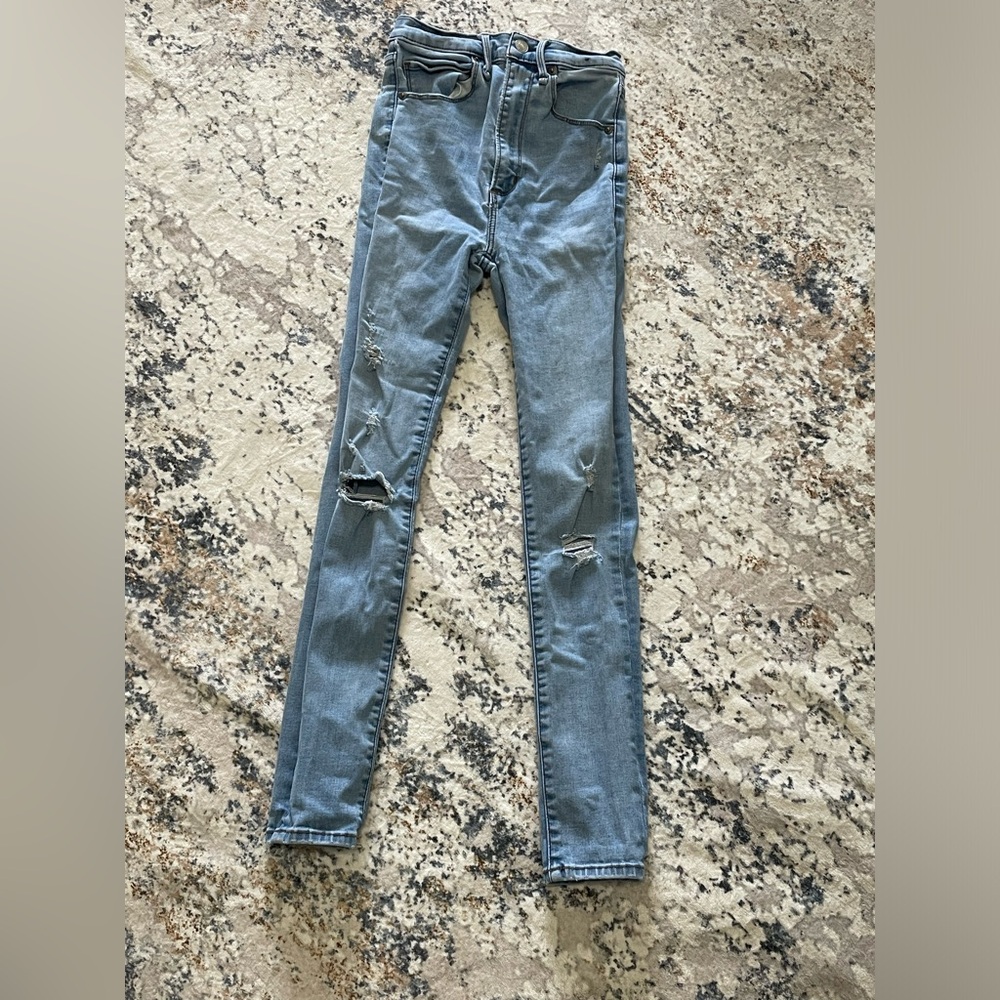Abercrombe & Fitch Jeans‎ Ultra High Rise Super Skinny Sz 24 / 00 Short THRASHED